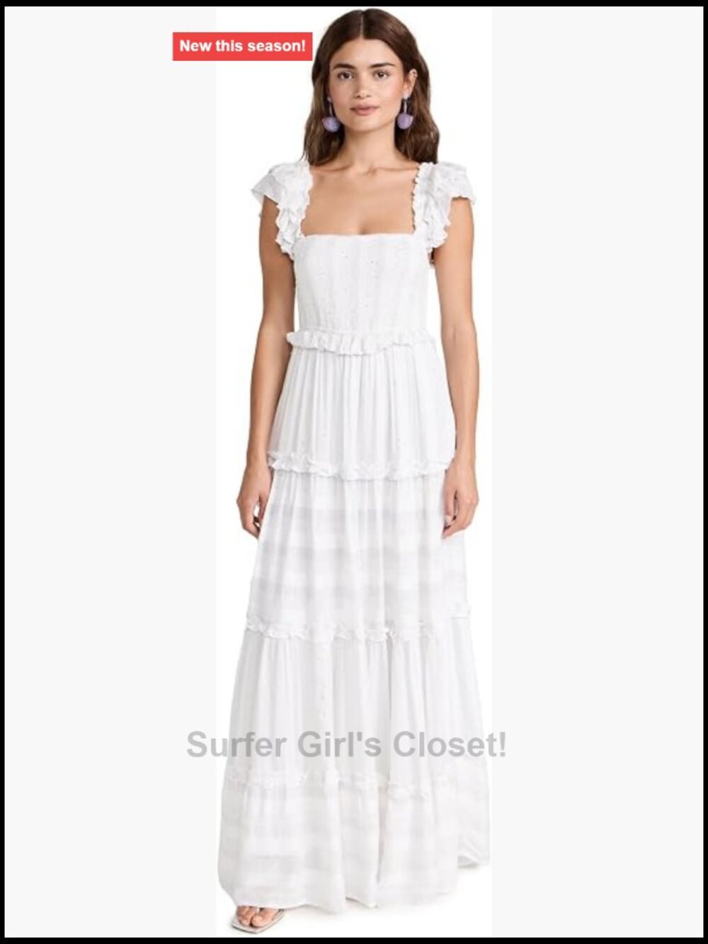 Women's Victoria Dress Cotton Coverup Maxi Flutter Sleeve Smocked - Picture 1 of 7